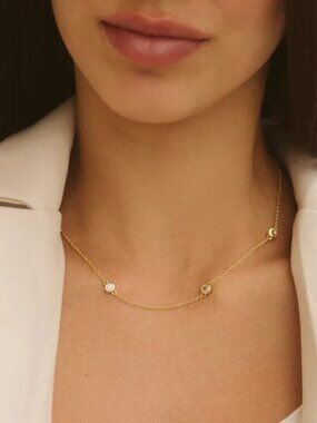 NWT GOLD/CZ STONE NECKLACE